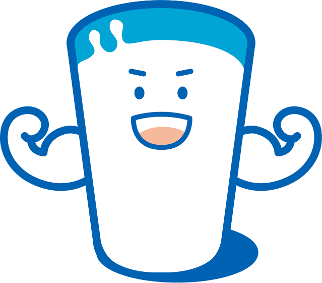 牛乳が力こぶをつくっているイラスト