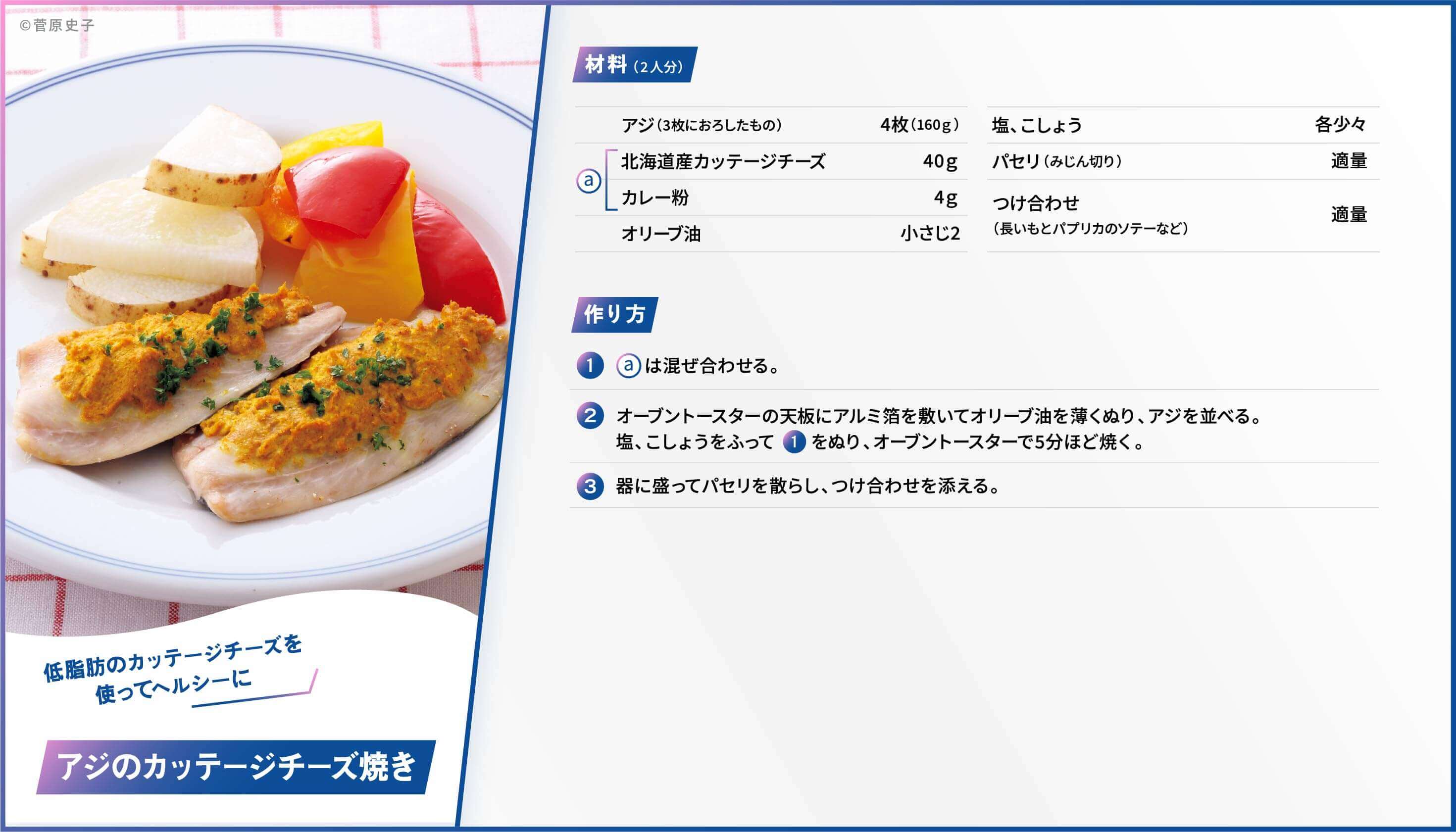 アジのカッテージチーズ焼き/レシピ
